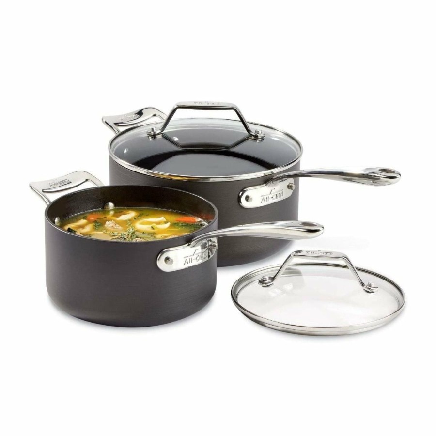 Saucepans & Sauciers * | All-Clad Essentials Nonstick Hard Anodized Saucepans Set | 2-Piece