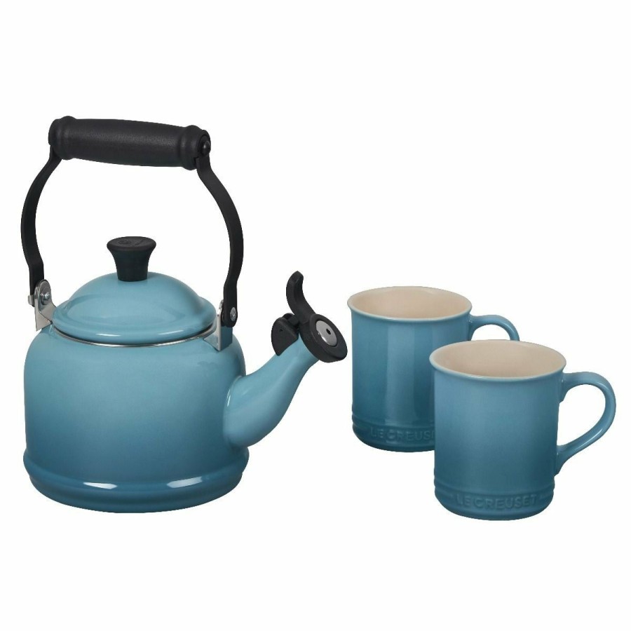 Stovetop Tea Kettles * | Le Creuset 1.25 Qt. Demi Kettle Tea Pot | Caribbean Blue