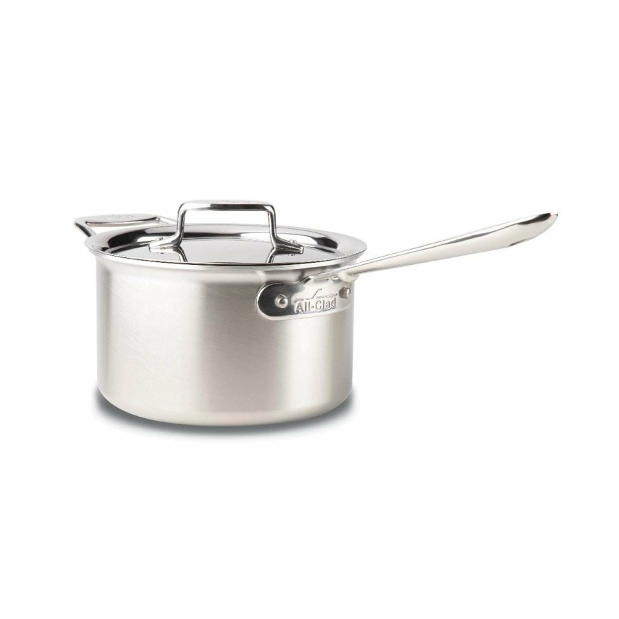 Saucepans & Sauciers * | All-Clad D5 Brushed Stainless Steel Saucepan & Lid | 4 Qt.