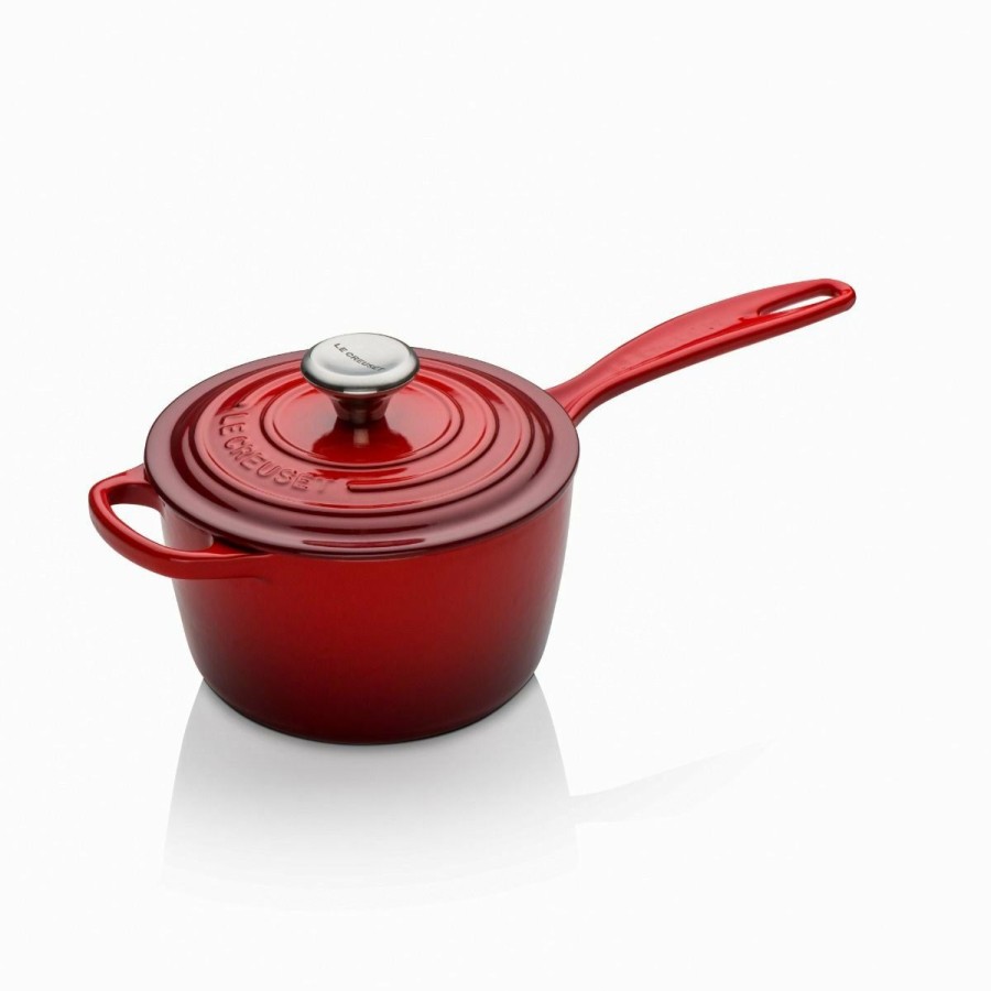 Saucepans & Sauciers * | Le Creuset 1.75 Qt. Signature Enameled Cast Iron Saucepan With Stainless Steel Knob | Cerise/Cherry Red