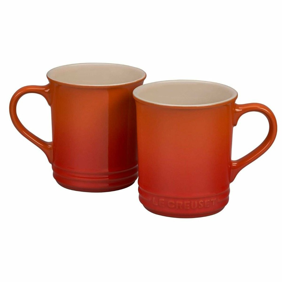 Stovetop Tea Kettles * | Le Creuset 1.25 Qt. Demi Kettle Tea Pot + 2 14Oz Mugs Set | Flame Orange