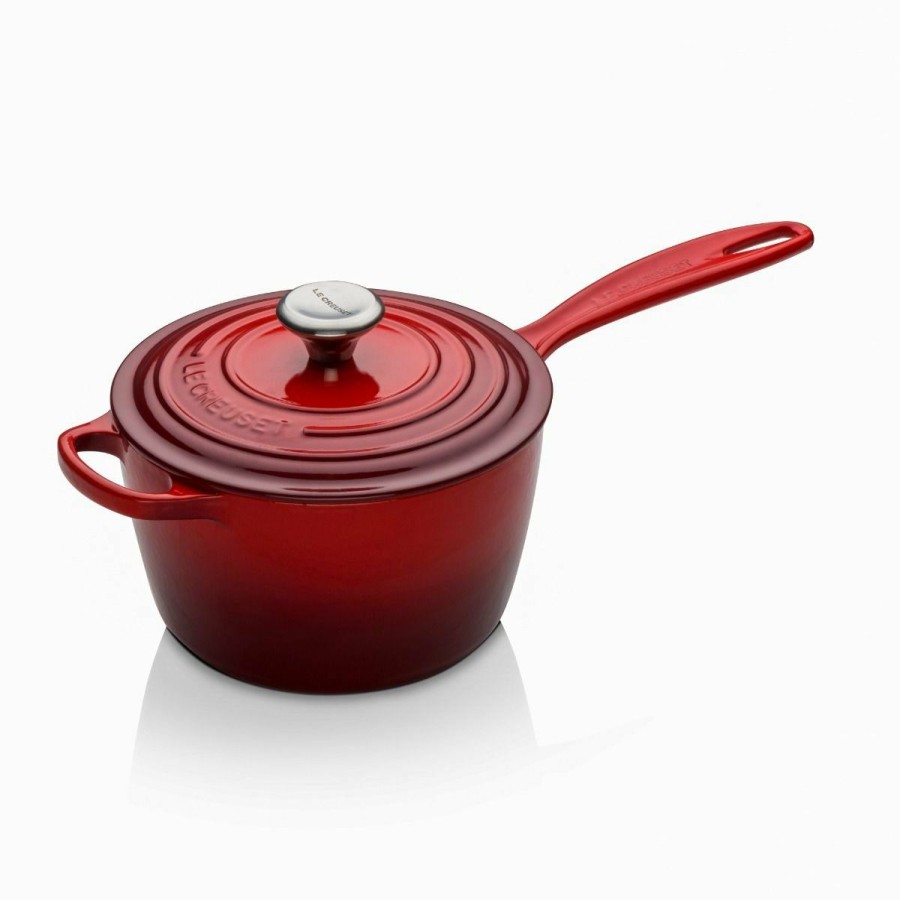 Saucepans & Sauciers * | Le Creuset 2.25 Qt. Signature Enameled Cast Iron Saucepan With Stainless Steel Knob | Cerise/Cherry Red