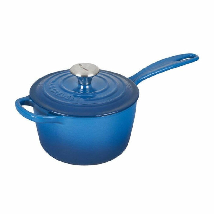 Saucepans & Sauciers * | Le Creuset 1.75 Qt. Signature Enameled Cast Iron Saucepan With Stainless Steel Knob | Marseille Blue