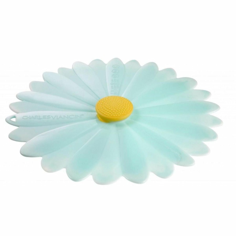 Cookware Lids & Accessories * | Charles Viancin Silicone Lid | 11 Daisy (Aqua With White)