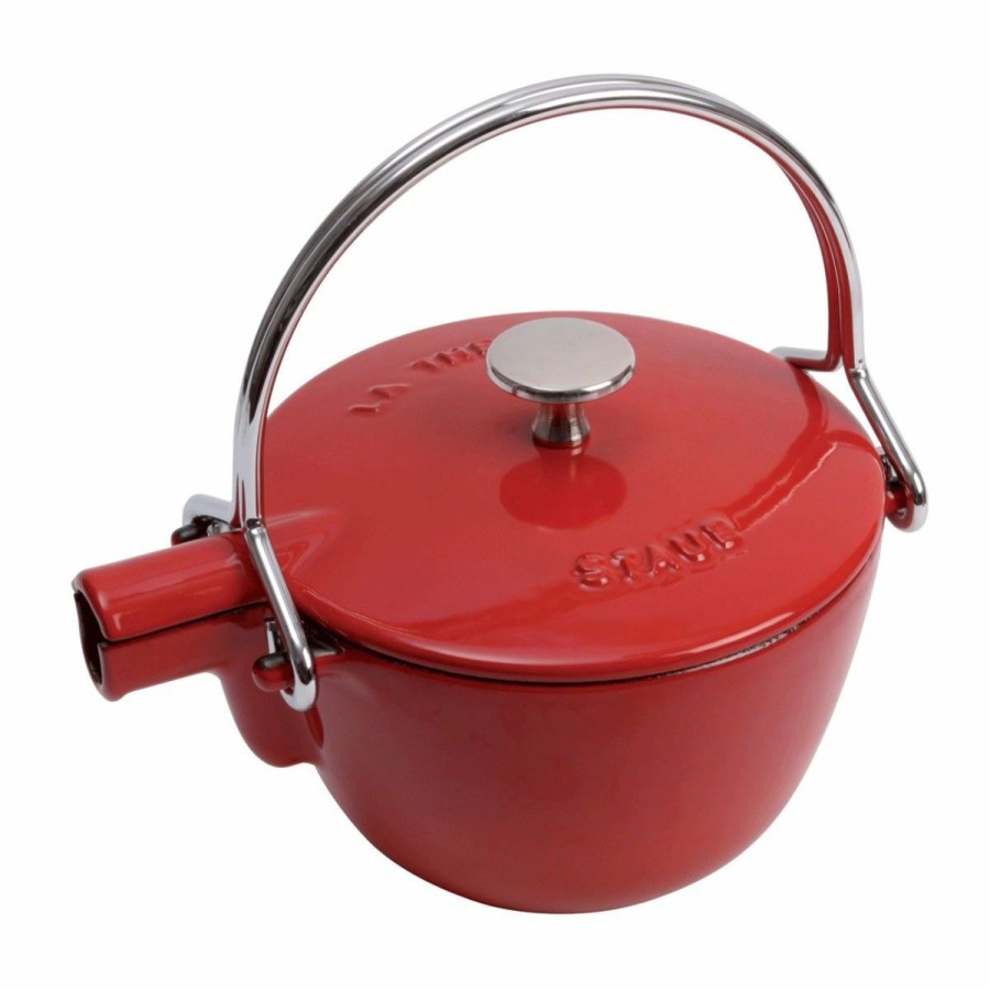 Stovetop Tea Kettles * | Staub 1 Qt. Round Tea Kettle | Cherry Red