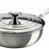 Saucepans & Sauciers * | Le Creuset 3.5 Qt. Tri-Ply Stainless Steel Saucier Pan With Lid & Helper Handle