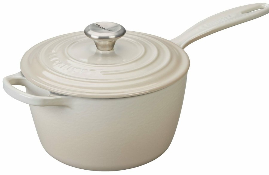 Saucepans & Sauciers * | Le Creuset 2.25 Qt. Signature Enameled Cast Iron Saucepan With Stainless Steel Knob | Meringue White