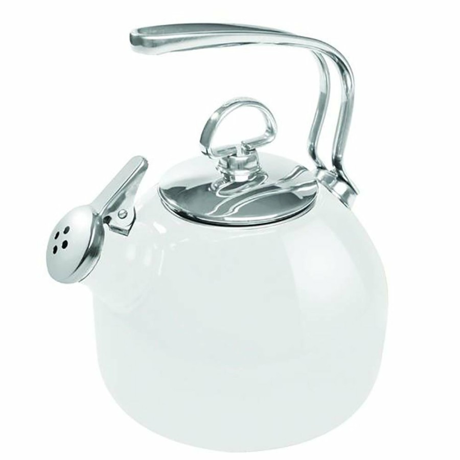 Stovetop Tea Kettles * | Chantal 1.8 Qt. Enamel-On-Steel Classic Tea Kettle | White