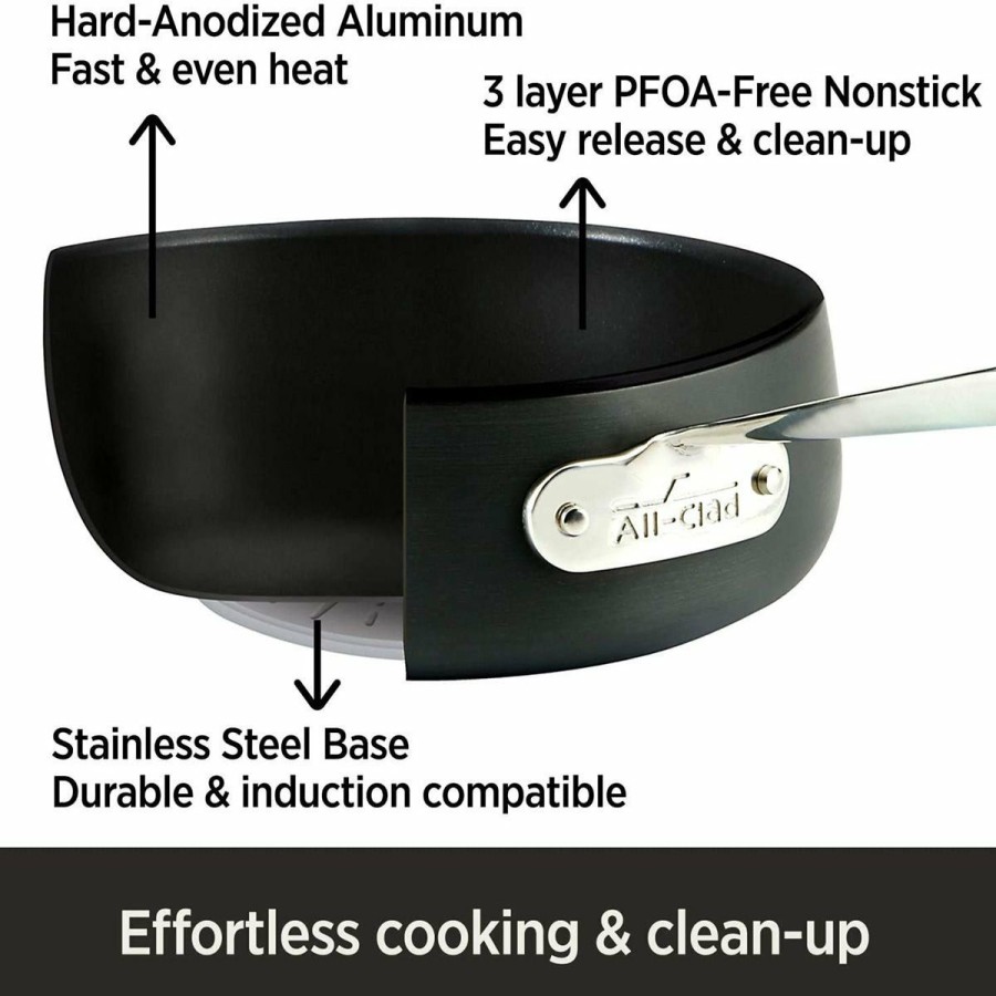 Saucepans & Sauciers * | All-Clad Ha1 Hard Anodized Nonstick Saucepan & Lid | 2.5 Qt.