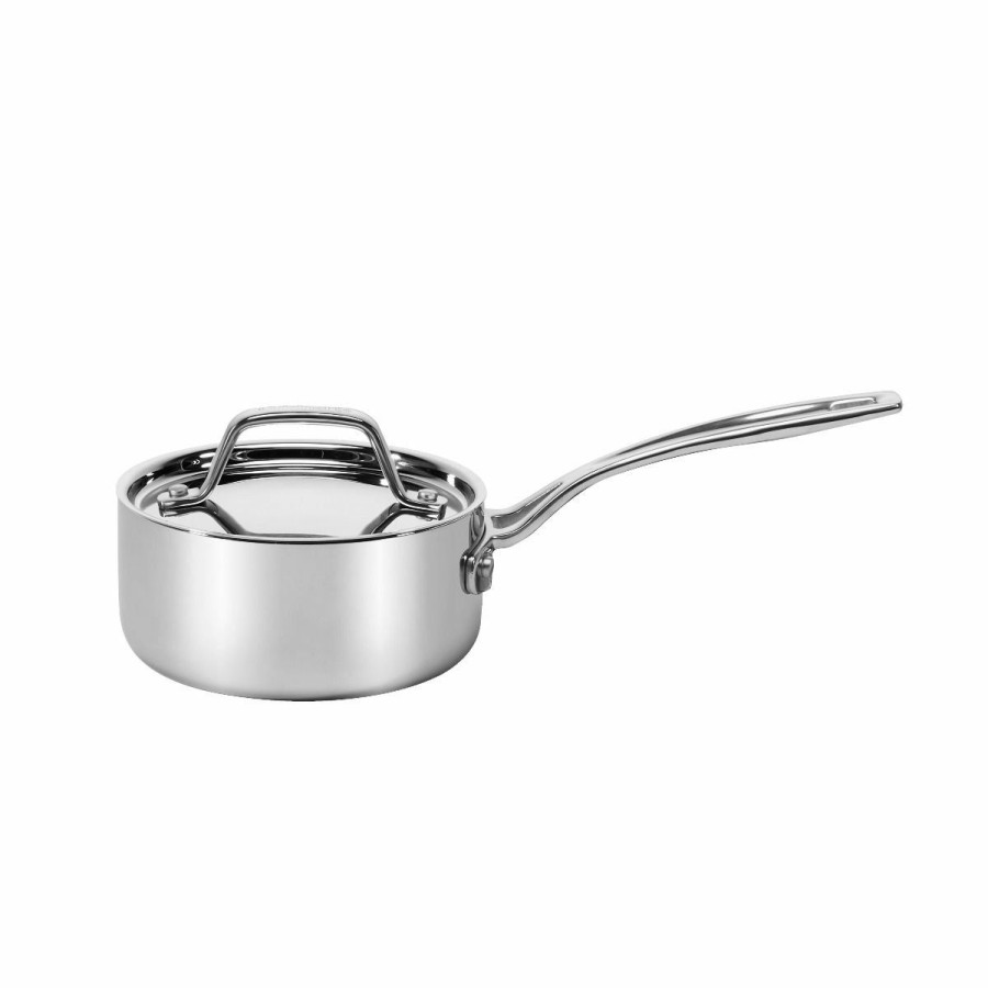 Saucepans & Sauciers * | Cuisinart Custom-Clad 5-Ply Stainless Steel Saucepan With Lid | 1 Qt.